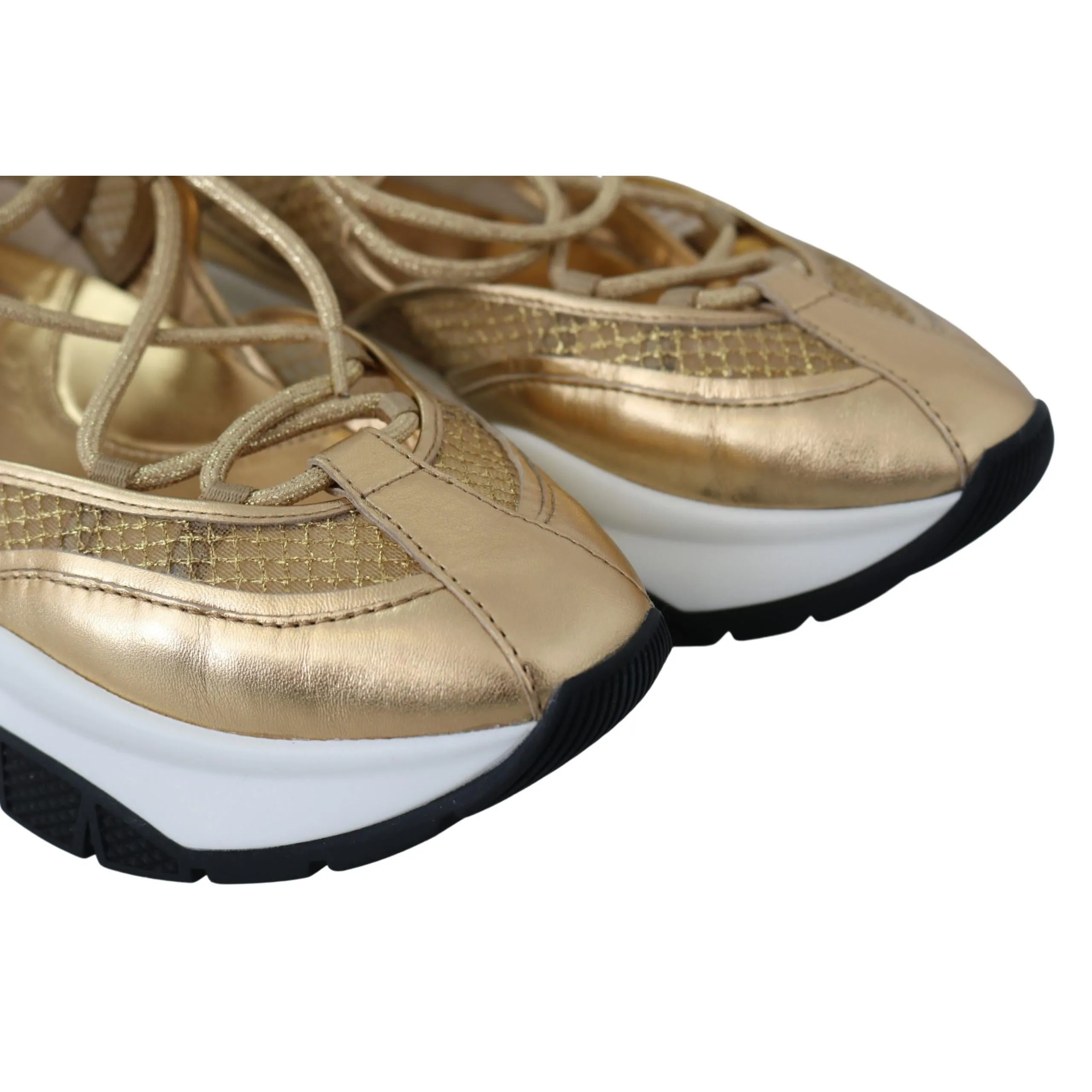 Jimmy Choo Golden Glamour Mesh Leather Sneakers